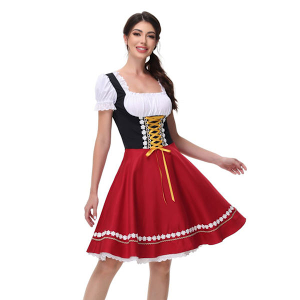Gos- 2024 Ny Halloween Ølpige Kjole Shapesome Sceneshow Kostume Pigekjole red M