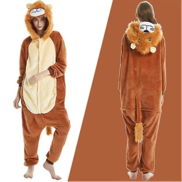 Unisex Vuxen Kigurumi djurkaraktärskostym Onesie Pyjamas Onepiece ion L L Lion