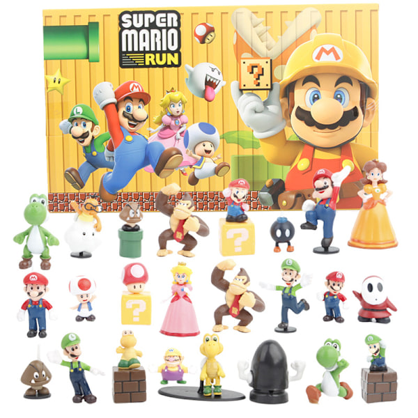 Gos- 2024 Adventskalender Docka Leksak Jul 24 dagars nedräkningskalender Blind Box Gåvor Mario mario
