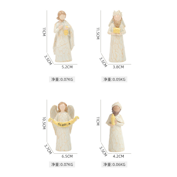Gos- Imiterat träsnitt jesus Födelsekrubba kombination, scenornament, julklappsdekorationer inomhus