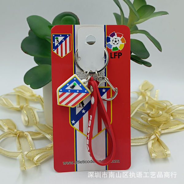 Gos- Fotballfans PVC Nøkkelring C spenne tau Ball mark vifte nøkkelring Atletico Madrid