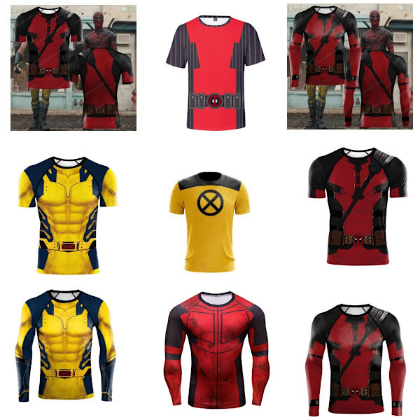 Gos- Hero-hahmo Wolverine Deadpool Coswear Athletic Fitness -asu Tiukka pitkähihainen T-paita Deadpool short-sleeved S
