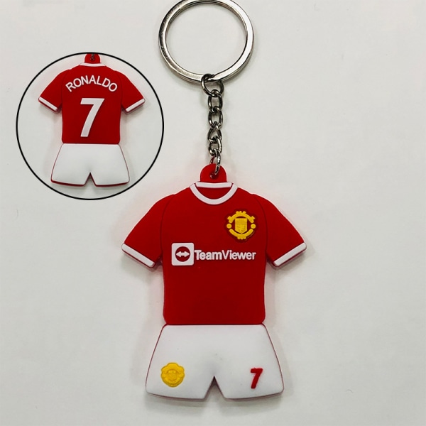 Gos- Football Club World Cup National Team Emblem PVC Mini Jersey Keychain No. 7 Cristiano Ronaldo