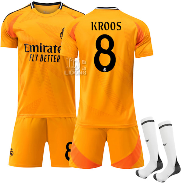 Gos- 2425 Real Madrid Borta Fotbollströja Set Orange 8 KROOS #L