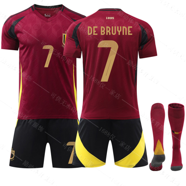 Gos- EM 2024 Belgien Home Fotbollströja 7 DE BRUYNE M