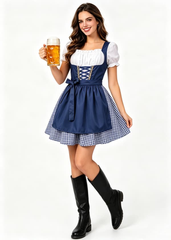 Karnevaali Saksa Oktoberfest-asu München Baijeri Dirndl-palvelijatar blue S