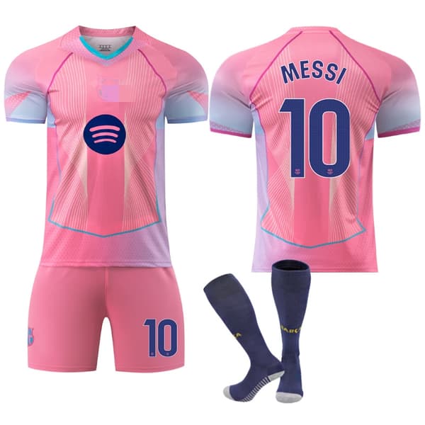 Barcelona fodboldtrøjer pink 10 Messi L