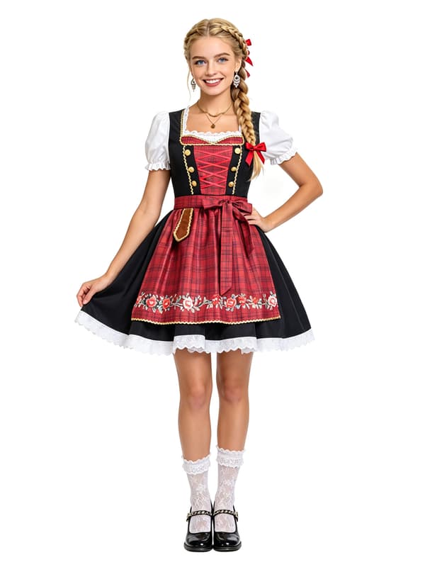 Tyskland München Oktoberfest-kläder Bayern Dirndl-klänning öltjej M