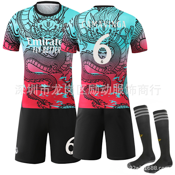 Gos- 2526 Kamuflasje Real Madrid Special Edition Dragon Mønster Fotballdrakt 6 CAMAVINGA #28