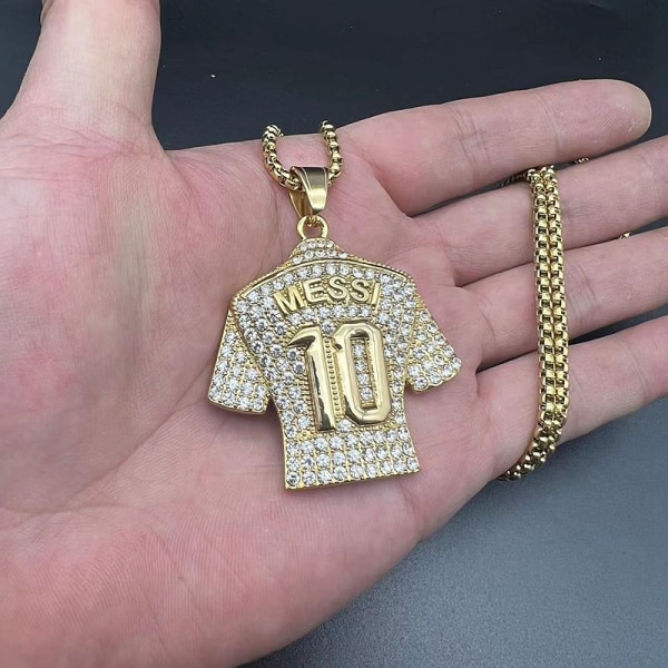 Mub- Tillbehör: Titanium stål fotboll MESSI No.10 tröja hängsmycke halsband Bicolor