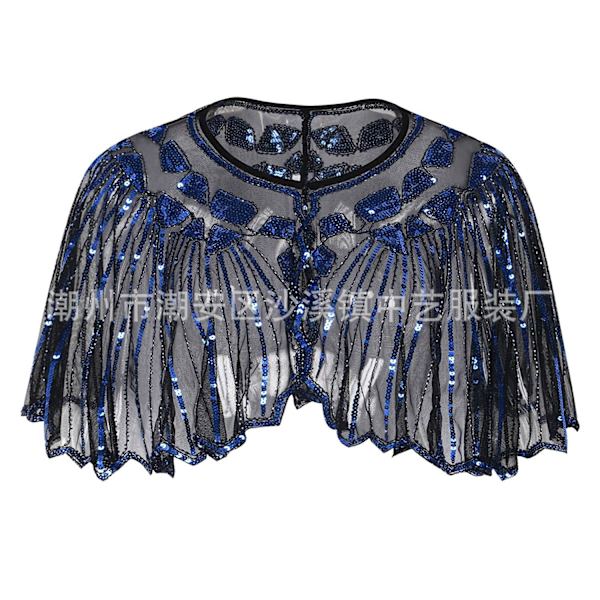 Mub- 1920 Bankett Aftonklänning Dam Vintage Paljetter Cutout Kappa Klänning Sj G Black blue
