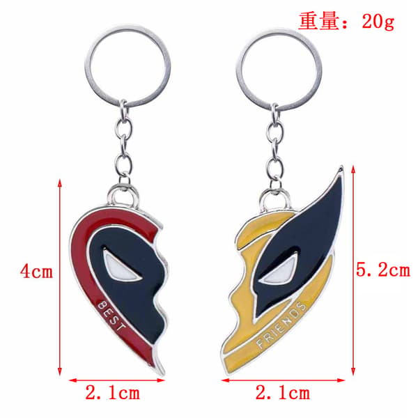 Gos- Movie Deadpool & Wolverine Deadpool 3 Creative Personality Red and Yellow Spliced Keychain