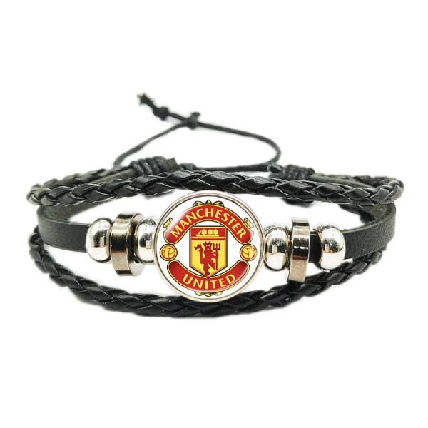 Gos- Fotbollsfans Tid Juvel Väv Justerbar Läder Rep Armband Manchester United