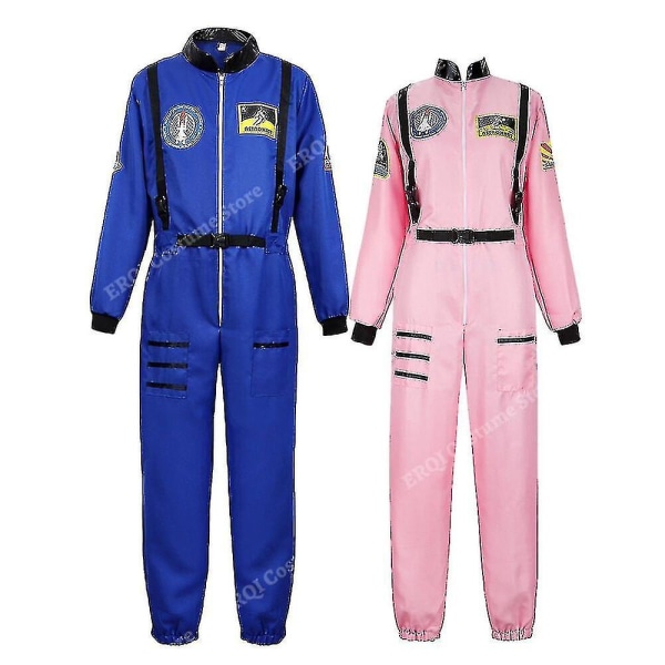 Astronaut Costume Space Suit For Adult Cosplay Costumes Zipper Halloween Costume Couple Flight Jumpsuit Plus Size Uniform -a Pink Pink L