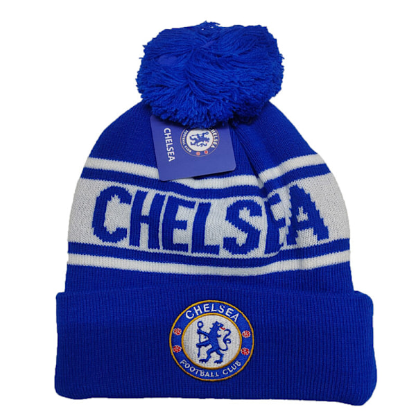 Gos- Talvi ja lämmin jalkapallofanin neulottu ja brodeerattu hattu Chelsea Blue