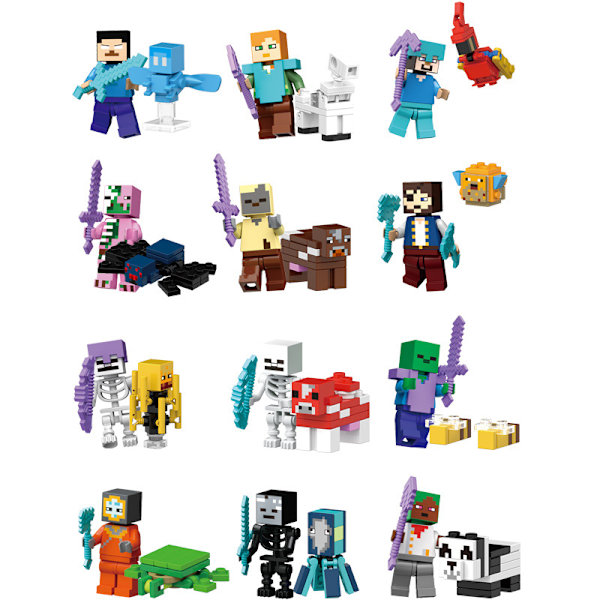 Gos- Minecraft Docka Blind Box Väska DIY Montering Leksaker Advent Dag 24 nedräkning