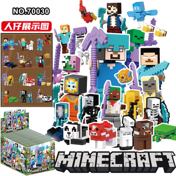 Gos- Minecraft Docka Blind Box Väska DIY Montering Leksaker Advent Dag 24 nedräkning