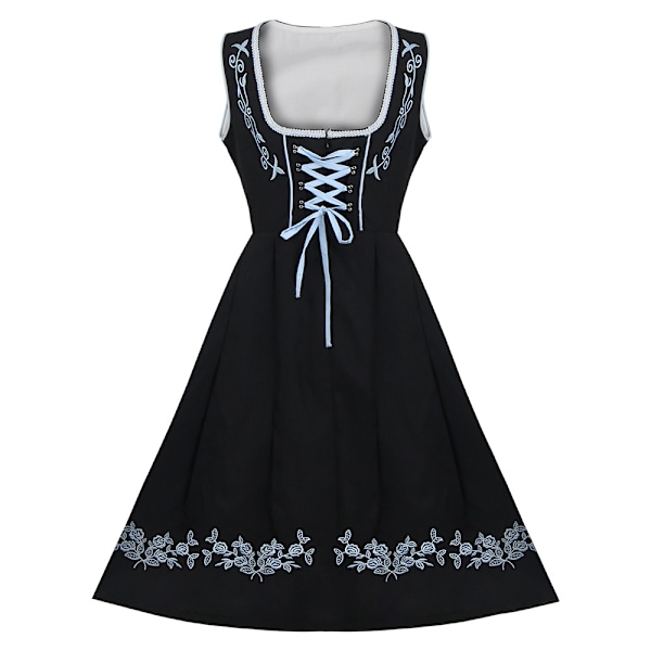Gos- Halloween-asu, mukava Oktoberfestin baijerilainen perinteinen olutasu, mekko, kirjailtu palvelijattaren asu, palvelijattaren puku 2XL