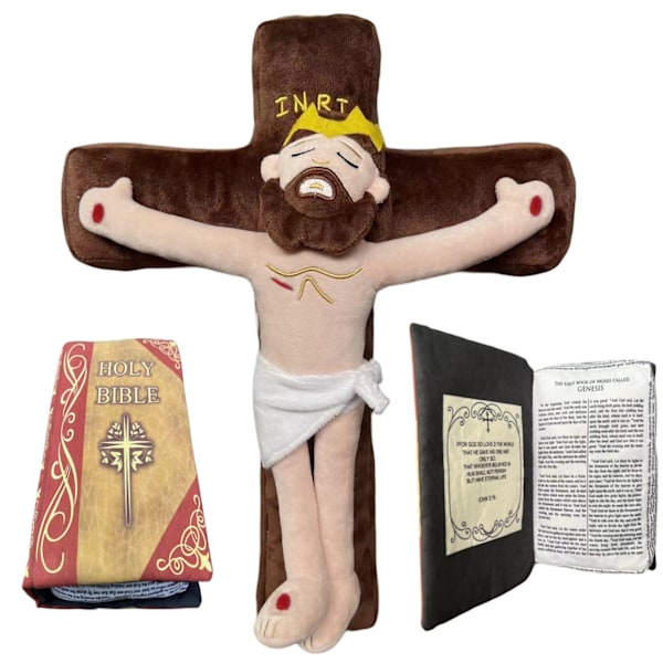 Gos - Uusi Maria plyysidoli kangaskirja lelu nukke lasten lahjat Jesus i rött
