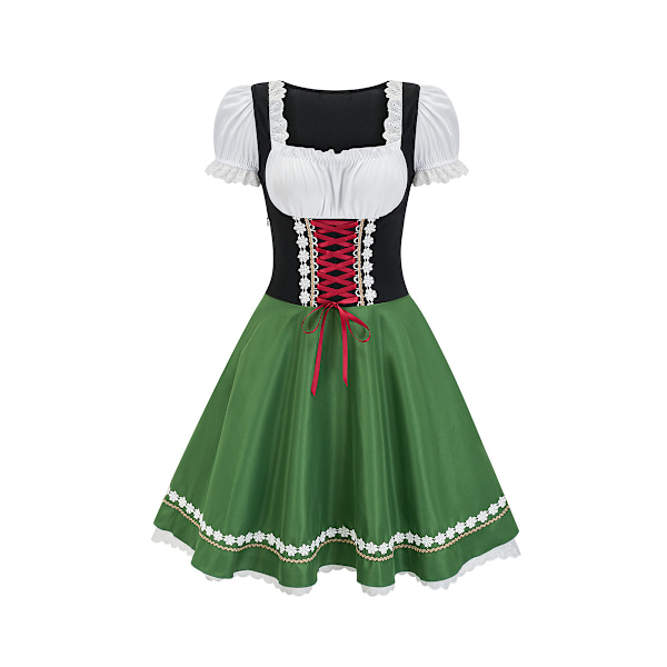 Gos- 2024 New Halloween Beer Girl Dress Shapesome Stage Show Costume Maid Dress green XL