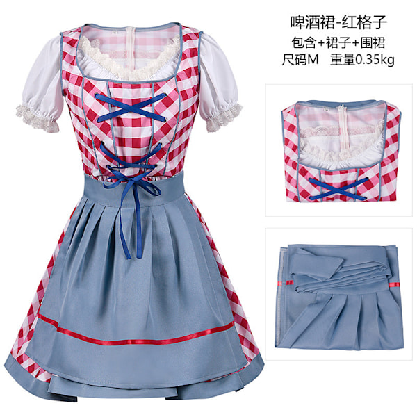 Gos- Oktoberfest begivenhed kostumer München øl kjoler jacquard blonde show out festkjoler Blue apron L