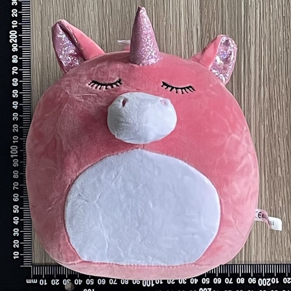 Gos- Squishmallow plyschleksak djur kudde enhörning uggla elefant 20cm closed-eyed unicorn