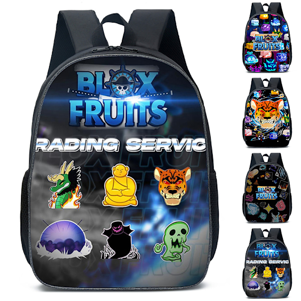 ROBLOX Blox Fruits Ryggsekk Student Cartoon Skolesekk Bokvesker Barn Ryggsekk A A 30*15*40cm