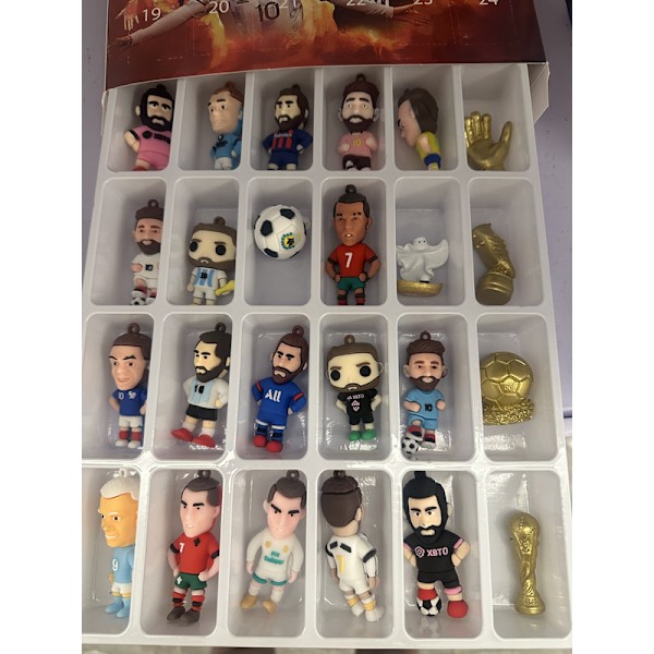 Högkvalitativ 2024 World Cup Advent Calendar VM Adventskalender Jul Blind Box Messi, Cairo, Mbappe, etc