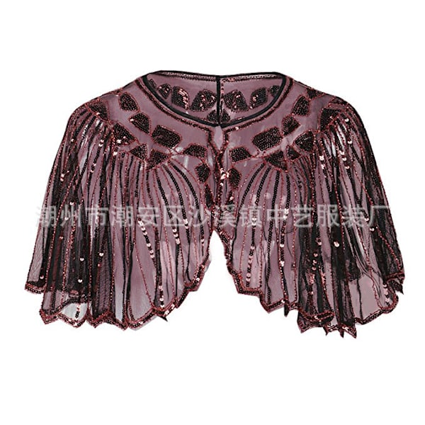 Mub- 1920 Banket Aftenkjole Dame Vintage Paljetter Cutout Kappa Kjole Sjal G red