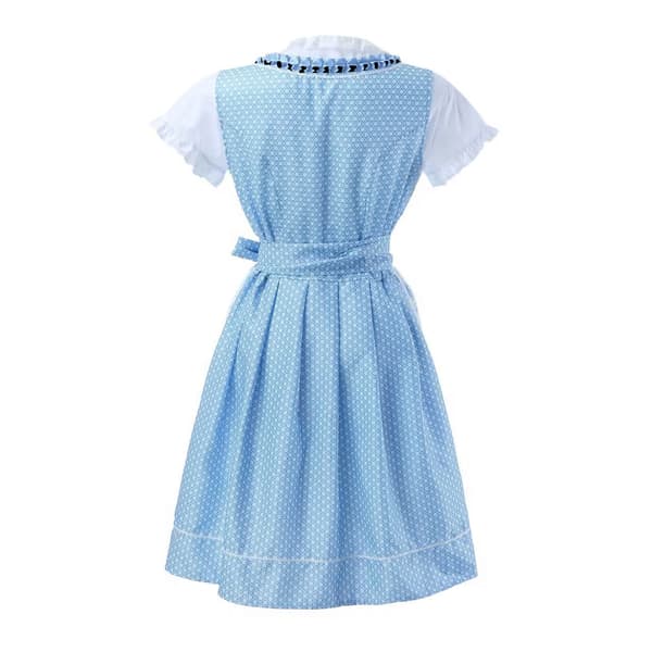 Storlek plus München Oktoberfest Lång kortärmad tryckt spetsklänning med snörning blue L