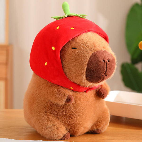 Gos- Kapibara nukke pehmolelu tyyny Strawberry hood 12cm