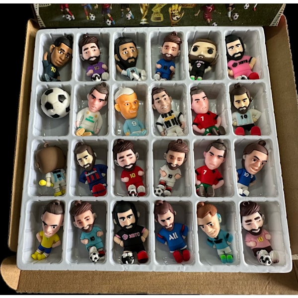 Högkvalitativ 2024 World Cup Advent Calendar VM Adventskalender Jul Blind Box Messi, Cairo, Mbappe, etc