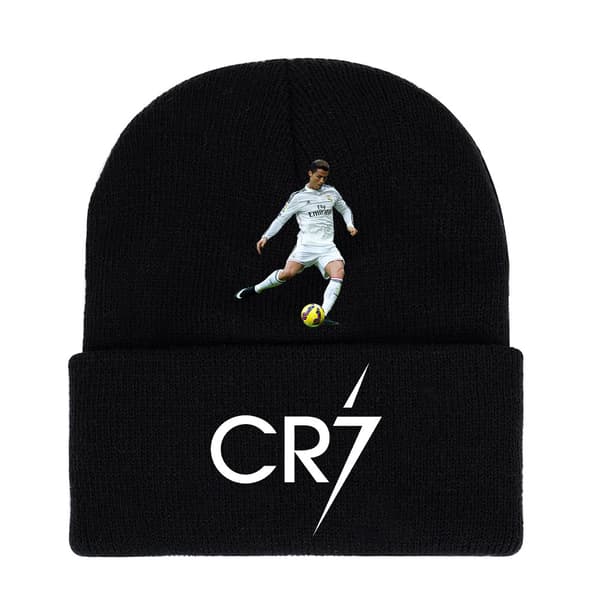 Gos- Fodbold Ronaldo CR7 trykt strikket sort hat 1