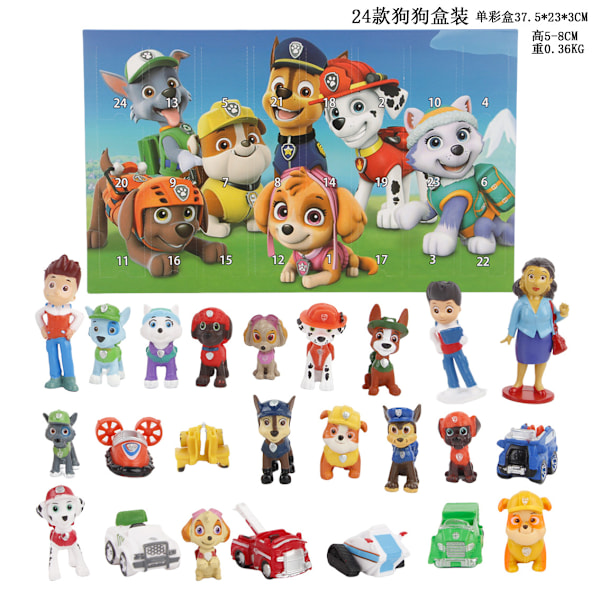 Gos- 2024 Adventskalender Dukke Legetøj Jul 24 Dages Nedtællingskalender Blind Box Gave Paw Patrol Figurer dog