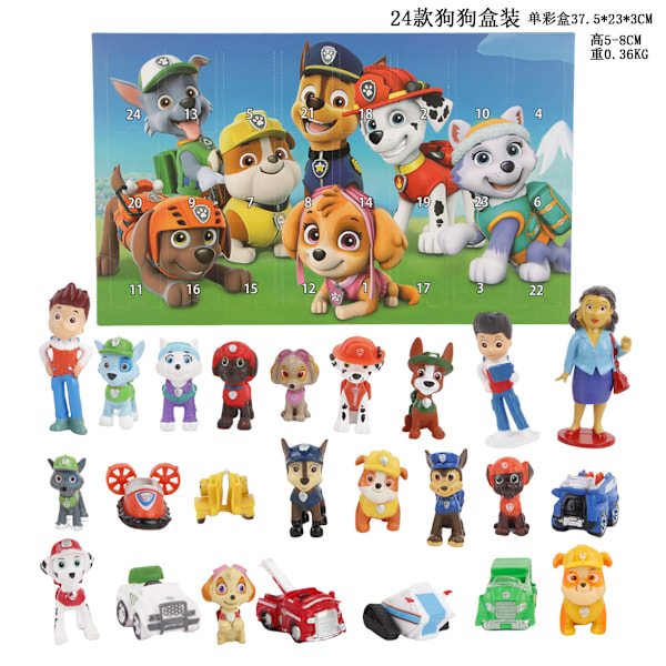 Gos- 2024 Adventskalender Dukke Leke Jul 24 dagers nedtellingskalender Blind Box Gaver Paw Patrol Figurer dog