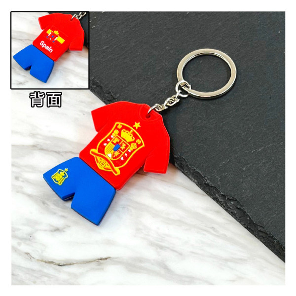 Gos- Fodboldklub Verdensmesterskab Landshold Emblem PVC Mini Trøje Nøglering Spain