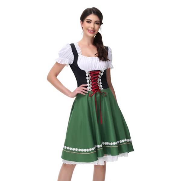 Gos- 2024 New Halloween Beer Girl Dress Shapesome Stage Show Costume Maid Dress green XL