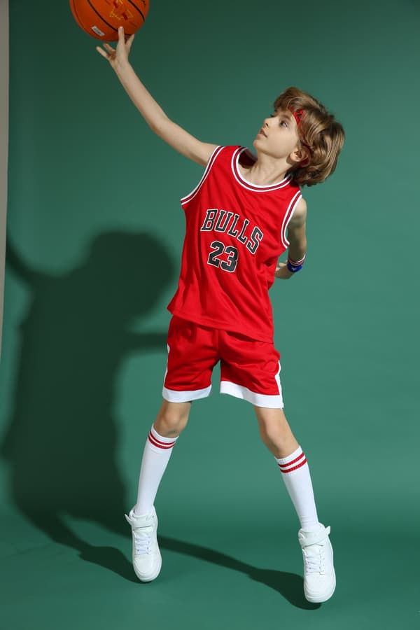 Michael Jordan No.23 Baskettröja Set Bulls Uniform för barn tonåringar Red Red XS (110-120CM)