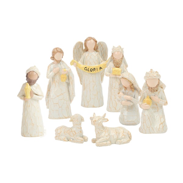 Gos- Imiterat träsnitt jesus Födelsekrubba kombination, scenornament, julklappsdekorationer inomhus