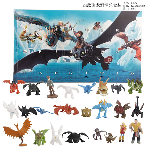 Gos- 2024 Adventskalender Docka Leksak Jul 24 dagars nedräkningskalender Blind Box Gåvor drake drake