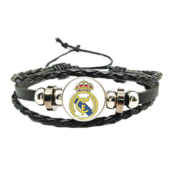 Gos- Fotbollsfans Tid Juvel Väv Justerbar Läder Rep Armband Real madrid