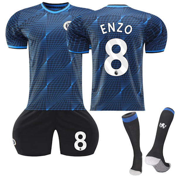 2023-2024 Chelsea Away fotbollströja för barn med strumpor NO.8 ENZO Fernández G 24
