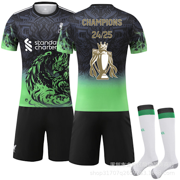 Gos- Liverpool Championship Commemorative Edition Gold Trophy Gamla och nya fotbollströjor Green #M