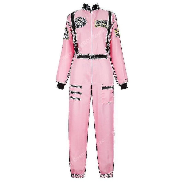 Astronaut Costume Space Suit For Adult Cosplay Costumes Zipper Halloween Costume Couple Flight Jumpsuit Plus Size Uniform -a Pink Pink S