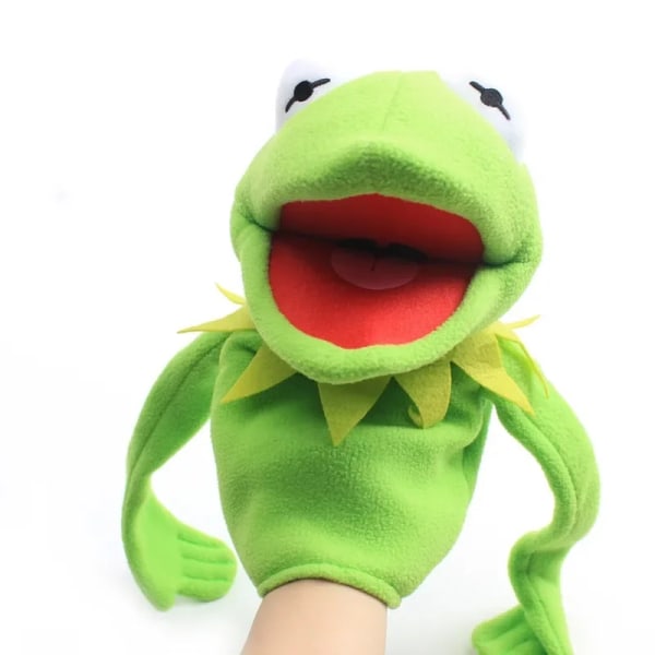 Kermit Frog Handdocka Docka Skolväska Grön plyschleksak Stor mage Språk Performance rekvisita 40cm Half Body Frog