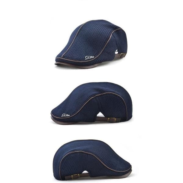 (Blå) Kasket - Beret - Justerbar - Bomuld og polyester - One size - Blå Blue