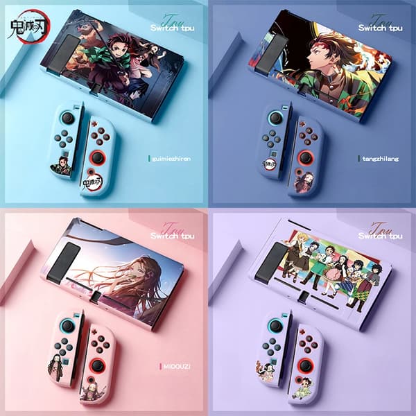 Anime Demon Slayer Case till Nintendo Switch NS Joy Con Controller Kawaii Soft Silikon Cover Tillbehör Barnpresent