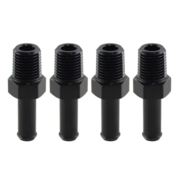 4 st Aluminiumlegering AN6 1/4\" NPT 13,6 mm hane till 3/8\" 9 mm slangklämma rak adapterkoppling svart
