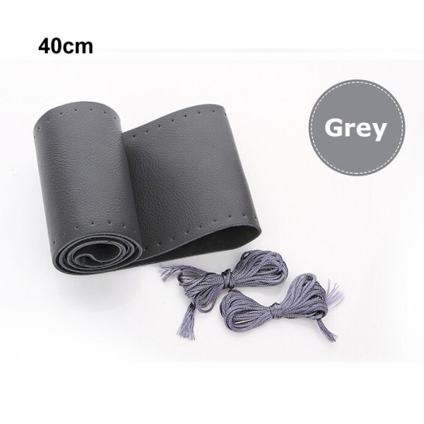 (Grågrå 40cm) Cover DIY äkta läder kohudsfläta med nålar Tråd Bil-styling interiörtillbehör Grey grey 40cm