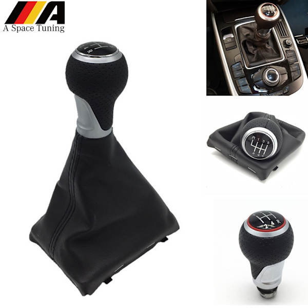Växlingsknopp Spak Damask Boot Cover Case För Audi A4 S4 B8 8K A5 8T Q5 8R S Line 2007 2008 2009 2010 2011 2012-2015-Röd 12345R Red 12345R